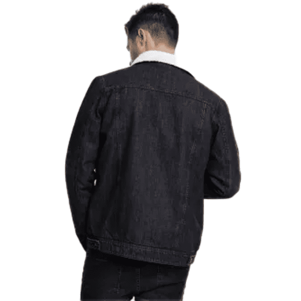 black stylish fur denim jacket for men 2