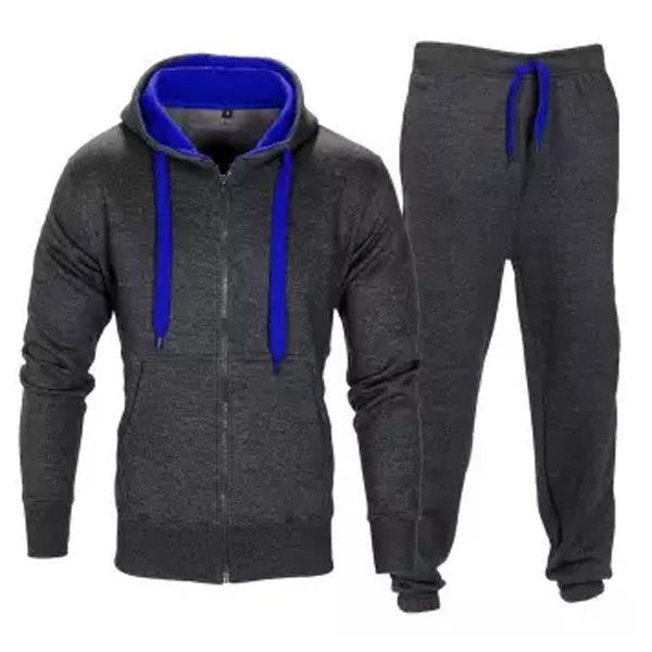 charcoal and blue hooded tracksuit for men 2