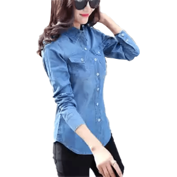 dark blue casual denim shirt for women 2
