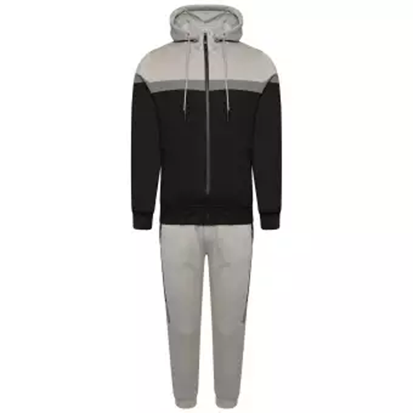 grey and black hooded tracksuit for men 3