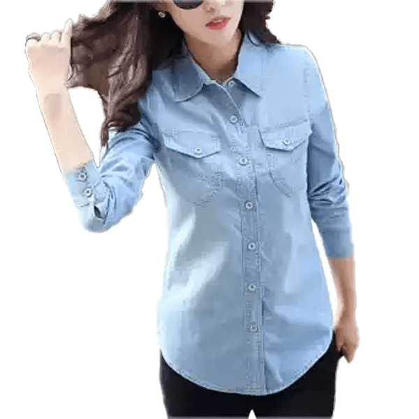 light blue casual denim shirt for women 2