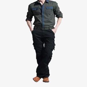 mens black chino cargo trouser