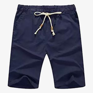 mens navy blue elastic waist cargo shorts