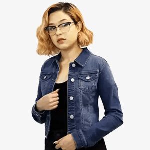 womens dark blue denim jacket
