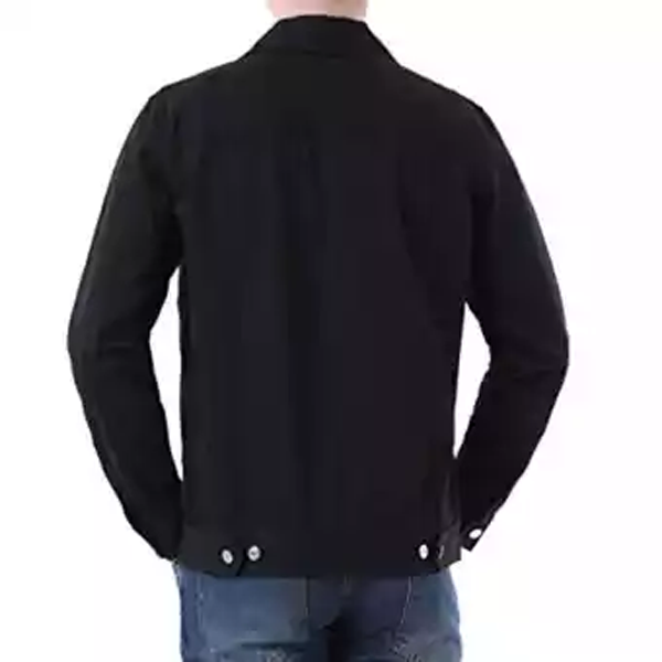 jet black casual denim jacket for men 2