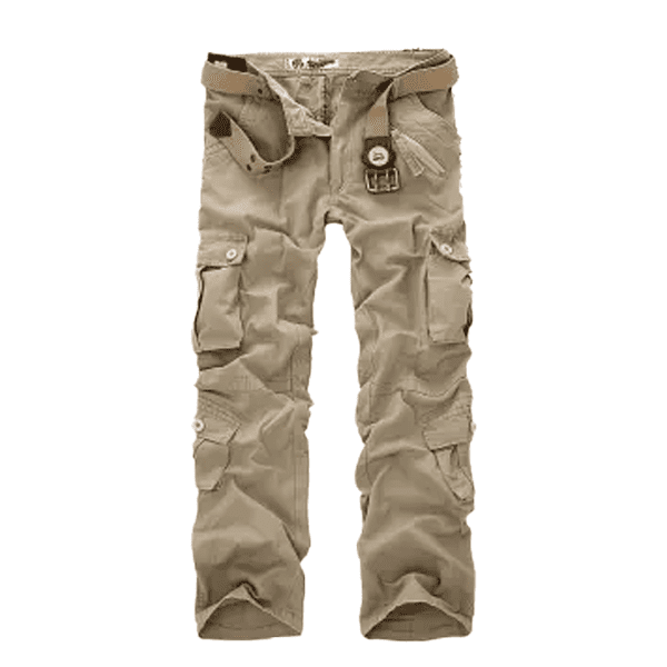khaki multi pocket cargo trouser