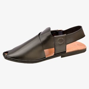 mens black leather peshawari sandal side view