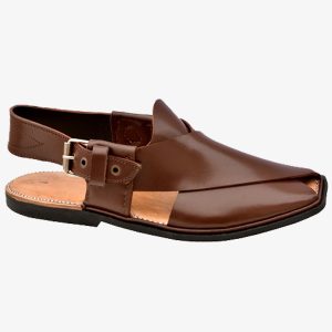mens dark brown leather peshawari sandal side view