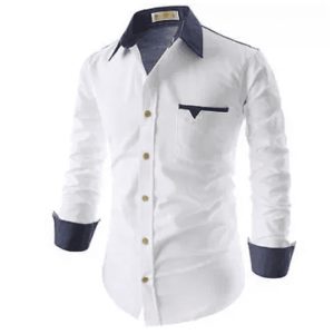 mens full sleeve dress shirt white-blue