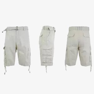 mens grey six pocket cargo shorts