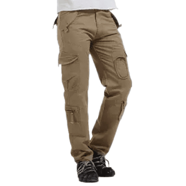 Mens Khaki Multi Pocket Chino Cargo Trouser - Shopier