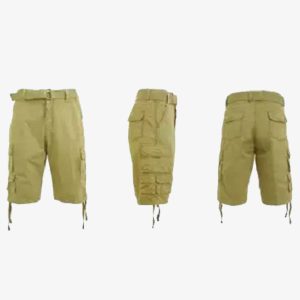 mens khaki six pocket cargo shorts
