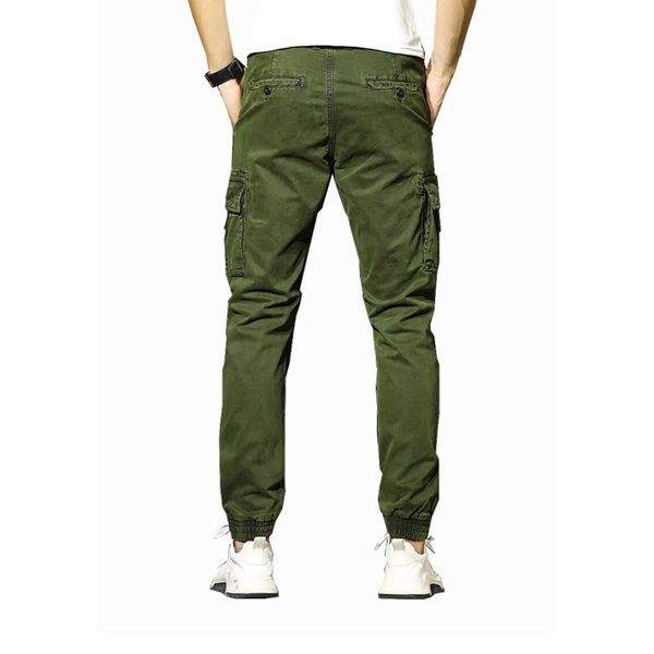 olive green slim fit cargo trouser for men 2