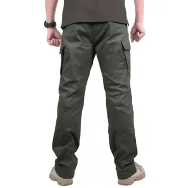 olive green zip pocket cargo trouser for men 2