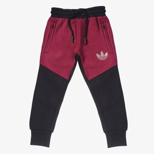 baby boys adidas zip pocket trouser maroon-black
