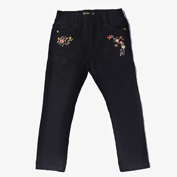 floral black embroidered jeans