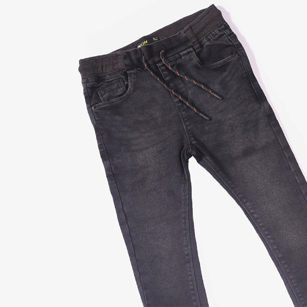 black rib bottom jeans for boys-2
