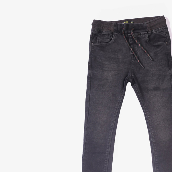 black rib bottom jeans for boys-4