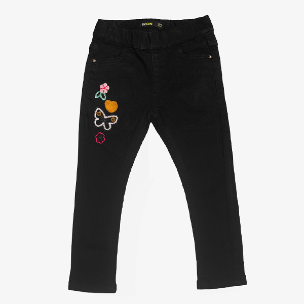 black rose embroidered jeans