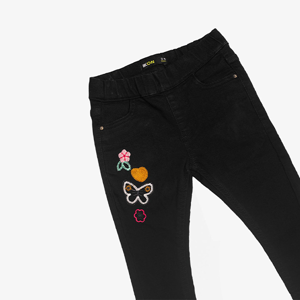 black rose embroidered jeans for baby girls-2