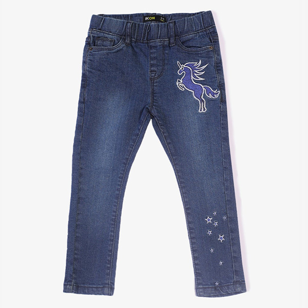 dark blue horse embroidered jeans