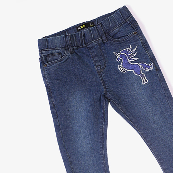 dark blue embroidered jeans for girls 3