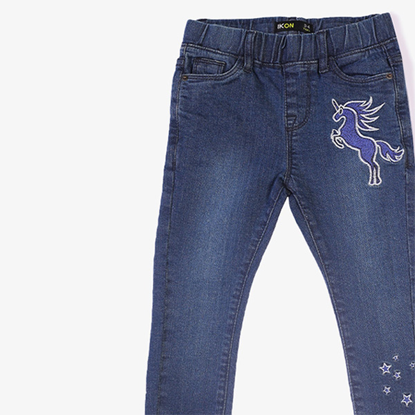 dark blue embroidered jeans for girls 4