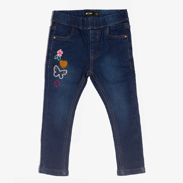 dark blue rose embroidered jeans