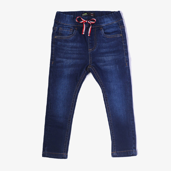 drawstring waist dark blue jeans for boys-2-new