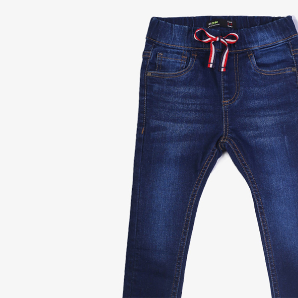 drawstring waist dark blue jeans for boys-4-new