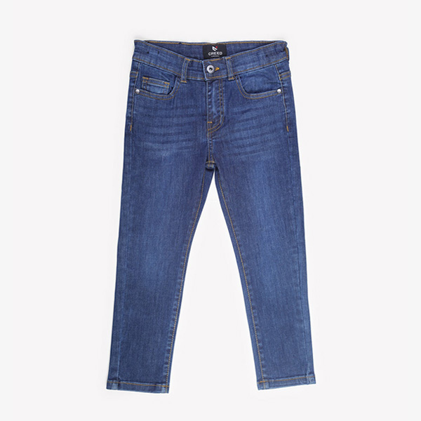 five pock mid blue jeans for boys
