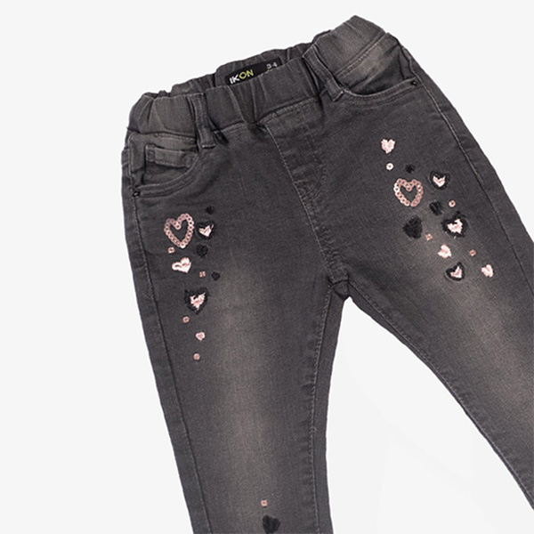grey heart sequin jeans for girls 3