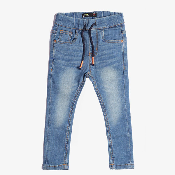 mid blue rib waistband jeans for boys