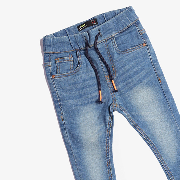 light blue drawstring waist jeans for boys-3