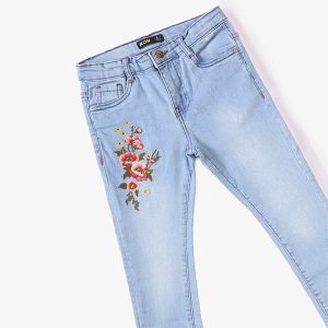 Light Blue Embroidered Jeans