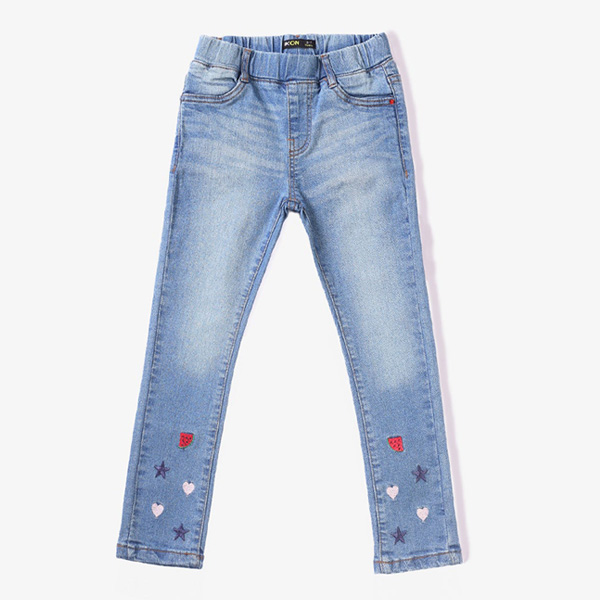 light blue embroidered jeans for girls 2