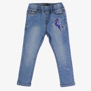 Light Blue Horse Embroidered Jeans