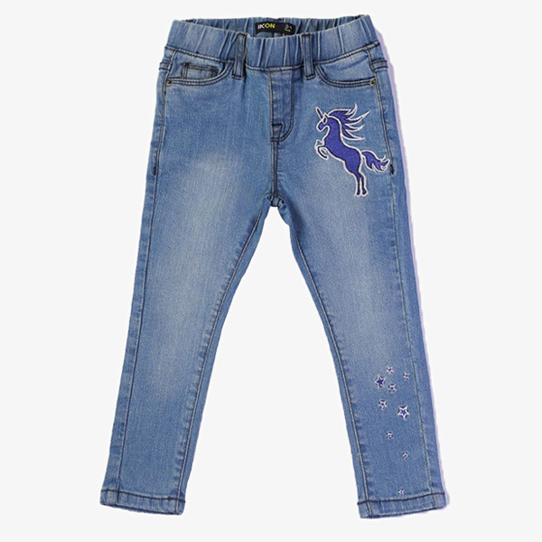 light blue horse embroidered jeans