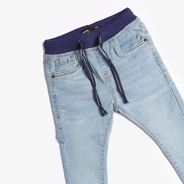 light blue rib waistband jeans for boys-3