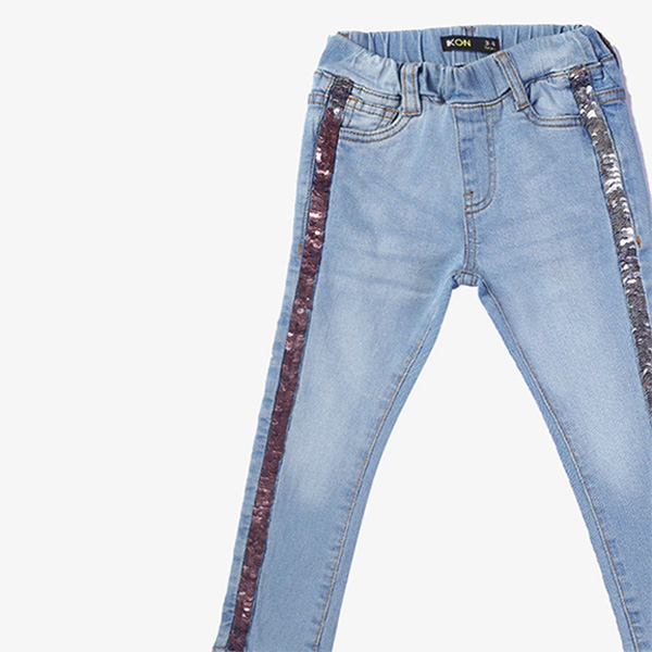 light blue side strips sequin jeans for girls 4