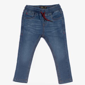 Mid Blue Basic Pull On Jeans For Boys
