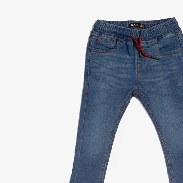 mid blue basic pull on jeans for boys-4