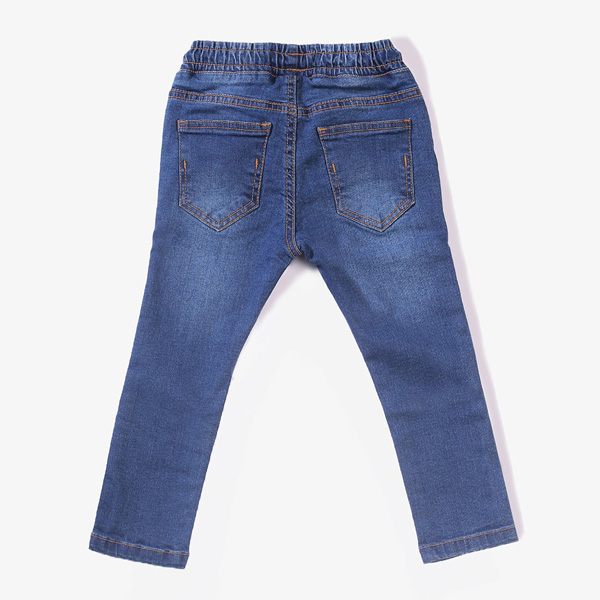 mid blue drawstring waist jeans for boys-2