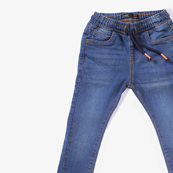 mid blue drawstring waist jeans for boys-4