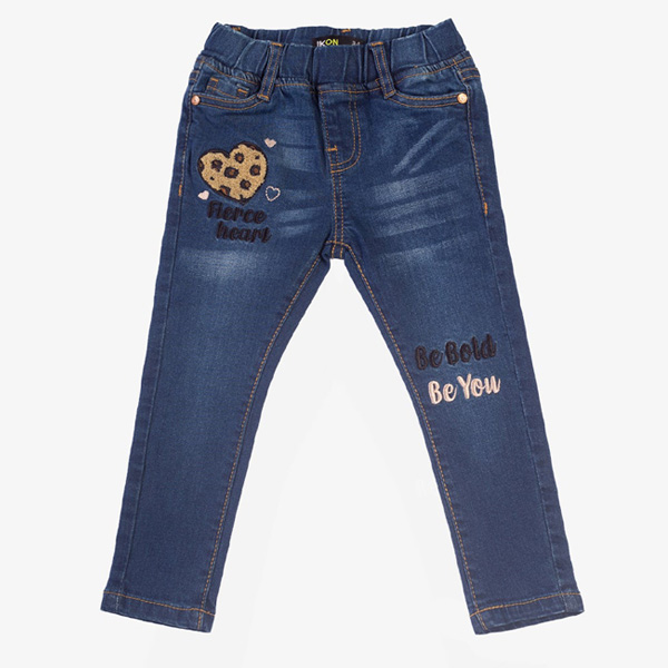 mid blue heart embroidered jeans