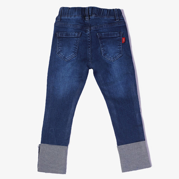 mid blue embroidered jeans for girls 2
