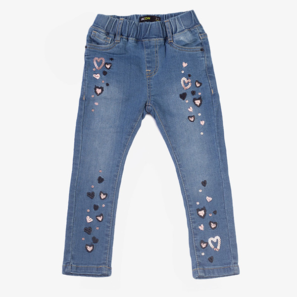 mid blue heart sequin jeans