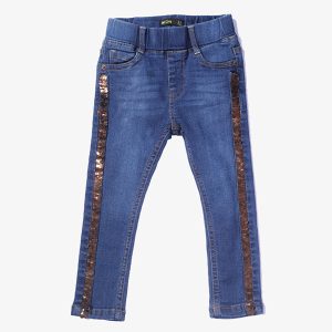 Mid Blue Side Strips Sequin Jeans