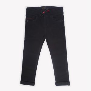 Regal Black Drawstring Waist Jeans For Boys
