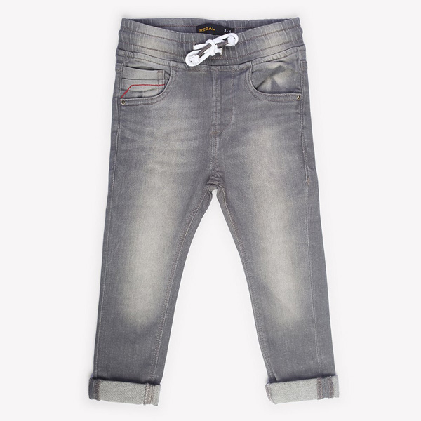regal grey drawstring waist jeans for boys